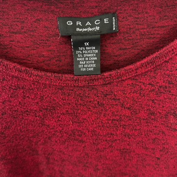 Women's 1X Red Flutter Sleeve Sweater - Picture 3 of 7